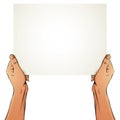 Female hands holding blank paper sheet. Royalty Free Stock Photo